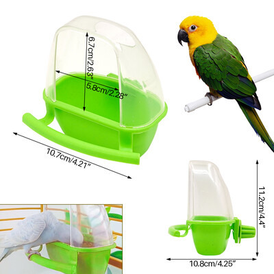 Paukščių tiektuvas narve Pakabinamas dubenėlis puodeliai Parakeet tiekimo dėžutė naminių gyvūnėlių narvelis Plastikinis maisto konteineris Lengvai montuojamas priedai 1/2 vnt.