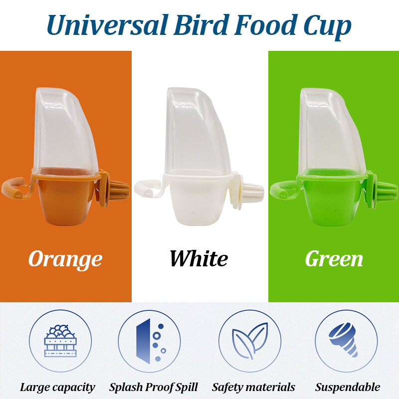 Paukščių tiektuvas narve Pakabinamas dubenėlis puodeliai Parakeet tiekimo dėžutė naminių gyvūnėlių narvelis Plastikinis maisto konteineris Lengvai montuojamas priedai 1/2 vnt.