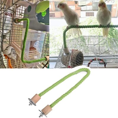 Bird Bite Toy παπαγάλος που στέκεται υφαντό βαμβακερό σχοινί Παιχνίδι πουλί μασώμενο παιχνίδι εύκαμπτο κατοικίδιο παπαγάλος όρθιοι πέρκες για Budgies Parakeet