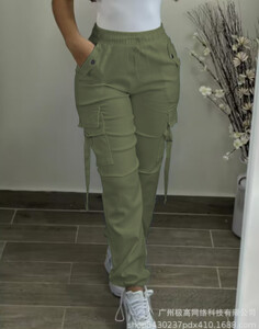 Női tehernadrág 2024 tavaszi divat utcai zsebdizájn húzózsinóros mandzsettázott nadrágok mindennapi alkalmi sima hosszú nadrágok sokoldalú