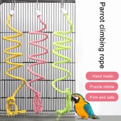 Paukščių žaislas, spiralinis medvilninis virvelis, kramtomasis baras Papūga sūpynės laipiojimo stovintys žaislai su varpeliu paukščių reikmenys papūgoms laipiojimo žaislai