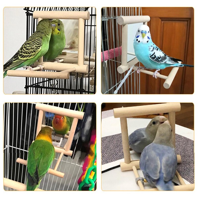 1 ks Vtáčie zrkadlo s hojdačkou Hummingbird Swing Vtáčie bidlá Stojan Drevená hojdačka Hračka pre ara Lovebird Kakadu Andaluka