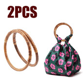 2 ks ratanové tkané drevené okrúhle rukoväte s priemerom 6 palcov, náhradné ozdobné rukoväte na ručne vyrobenú tašku, háčkovaný doplnok na kabelku