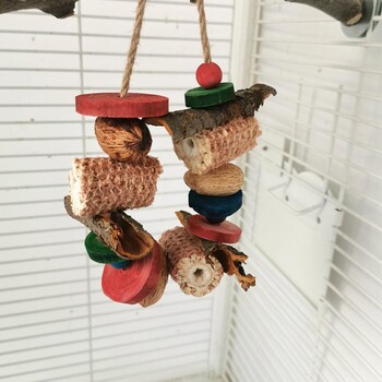 Birds Hanging Chew Toys Natural Corn Cob Loofah Σετ Αξεσουάρ κλουβιού για μεγάλους μεσαίους μικρούς παπαγάλους