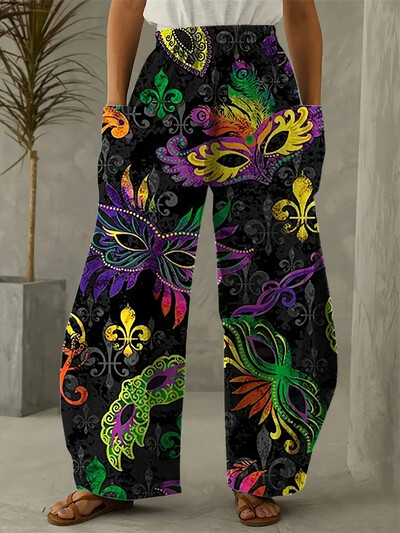 Νέο παντελόνι μόδας 2024 Εκλεκτά και κομψά παντελόνια Γυναικεία ρούχα casual ευέλικτο μοτίβο πιάνου Παντελόνι με φαρδύ πόδι