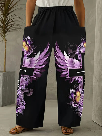 Νέο παντελόνι μόδας 2024 Εκλεκτά και κομψά παντελόνια Γυναικεία ρούχα casual ευέλικτο μοτίβο πιάνου Παντελόνι με φαρδύ πόδι