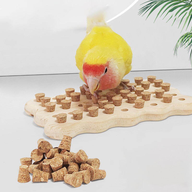 Žuvacie hračky pre papagáje, prírodné drevené papagáje, bloky z korku, puzzle, závesná hračka pre malé vtáky, hracia hračka, trhacia hračka, príslušenstvo pre vtáky