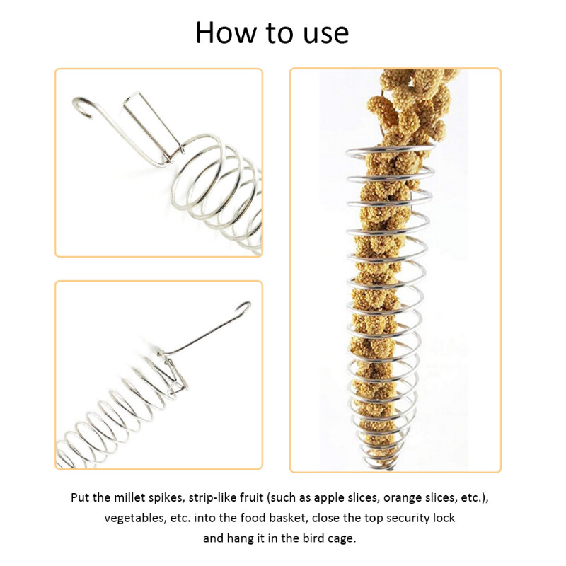 Rozsdamentes acél madáretető Gyümölcs-zöldségkosártartó Etetőeszköz Tartály Madárkiképző játék Új kisállatkellékek Kuş Bezi