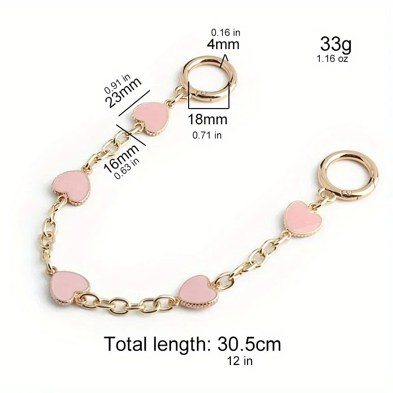 1 db 30,5 cm-es szív alakú crossbody táska hosszabbító lánc szerelem hosszabbító lánc pénztárca kézitáska DIY dekoratív vállpántos lánc
