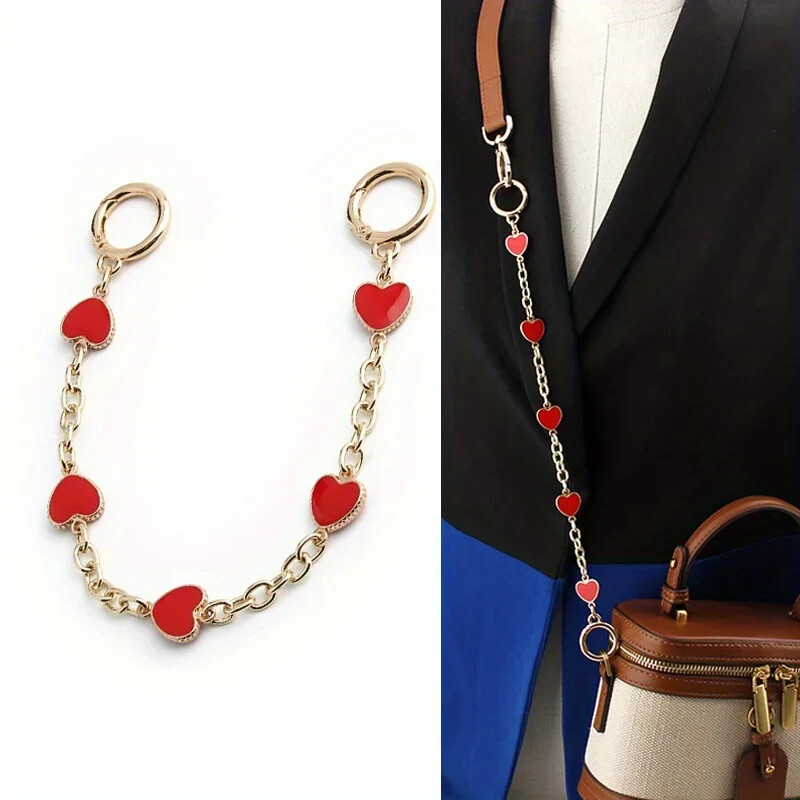 1 db 30,5 cm-es szív alakú crossbody táska hosszabbító lánc szerelem hosszabbító lánc pénztárca kézitáska DIY dekoratív vállpántos lánc