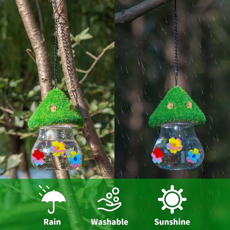 Pakabinamos kolibrių lesyklėlės Grybukai Vėjo varpeliai Kolibrių lesyklėlė Paukščių šėrimo stotelė lauko sodo kiemo dekoravimui