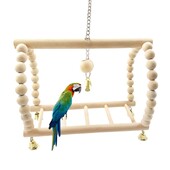 Parrots Toys Bird Swing Άσκηση Αναρρίχηση Playstand Κρεμαστά Σκάλα Γέφυρα Ξύλινο Pet Παπαγάλος Macaw Αιώρα Πουλί Παιχνίδι με κουδούνια