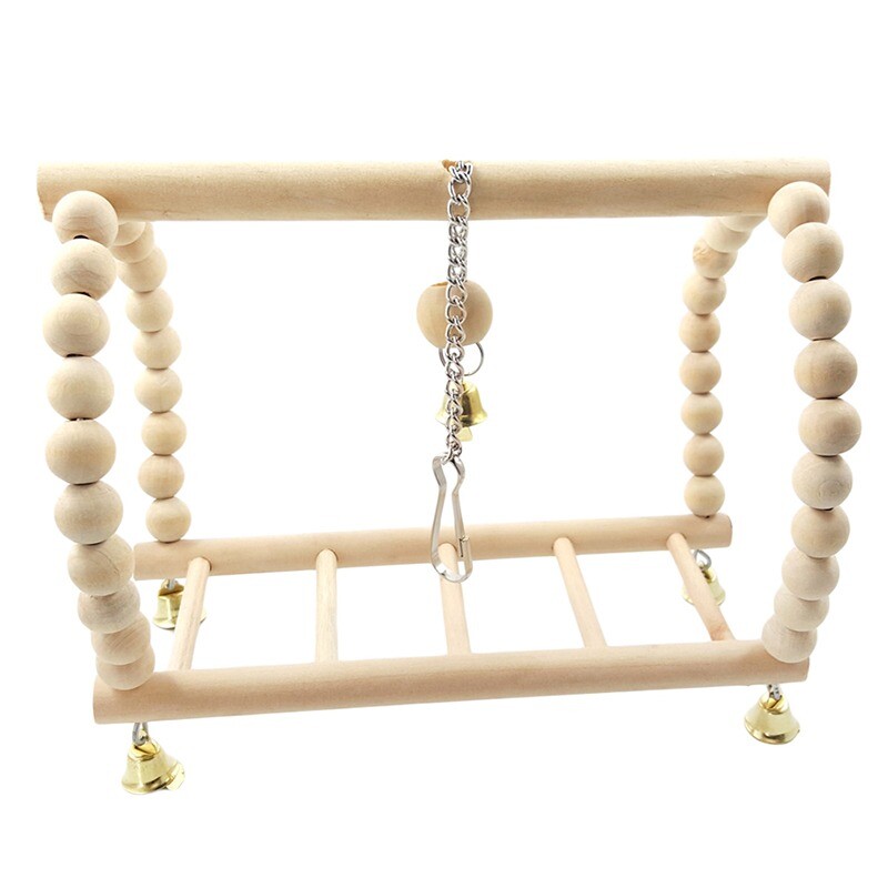 Parrots Toys Bird Swing Άσκηση Αναρρίχηση Playstand Κρεμαστά Σκάλα Γέφυρα Ξύλινο Pet Παπαγάλος Macaw Αιώρα Πουλί Παιχνίδι με κουδούνια