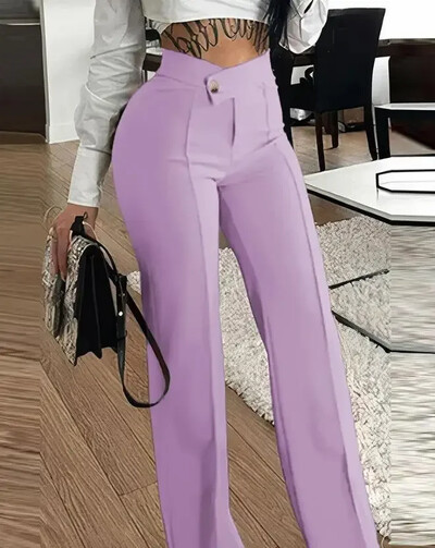 Dámske široké nohavice, streetwear, módne, všestranné, ležérne, sexy, zapínané na gombíky, rovné pracovné nohavice, jeseň a zima 2023, nové
