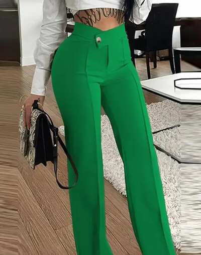 Dámske široké nohavice, streetwear, módne, všestranné, ležérne, sexy, zapínané na gombíky, rovné pracovné nohavice, jeseň a zima 2023, nové