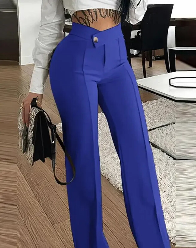 Dámske široké nohavice, streetwear, módne, všestranné, ležérne, sexy, zapínané na gombíky, rovné pracovné nohavice, jeseň a zima 2023, nové