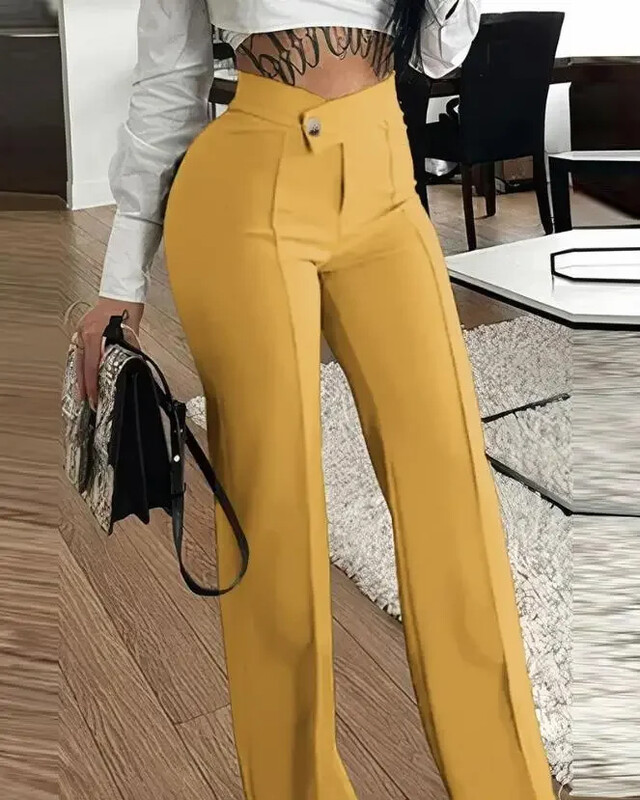 Dámske široké nohavice, streetwear, módne, všestranné, ležérne, sexy, zapínané na gombíky, rovné pracovné nohavice, jeseň a zima 2023, nové