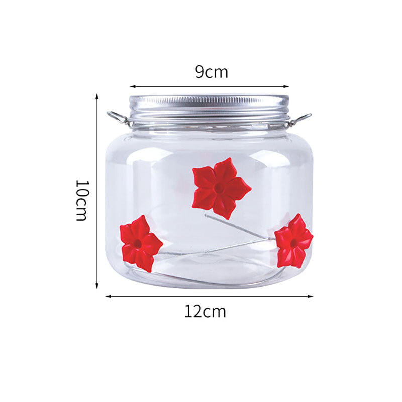 Paukščių vandens tiektuvas Pakabinamas kolibrio gėrimo butelis Plastikinis naminių paukščių gėrimo fontanas Lauko gėlių, geležies kablio maisto dozatorius