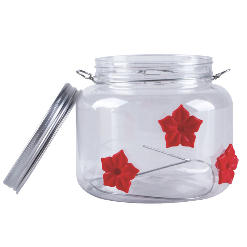 Paukščių vandens tiektuvas Pakabinamas kolibrio gėrimo butelis Plastikinis naminių paukščių gėrimo fontanas Lauko gėlių, geležies kablio maisto dozatorius