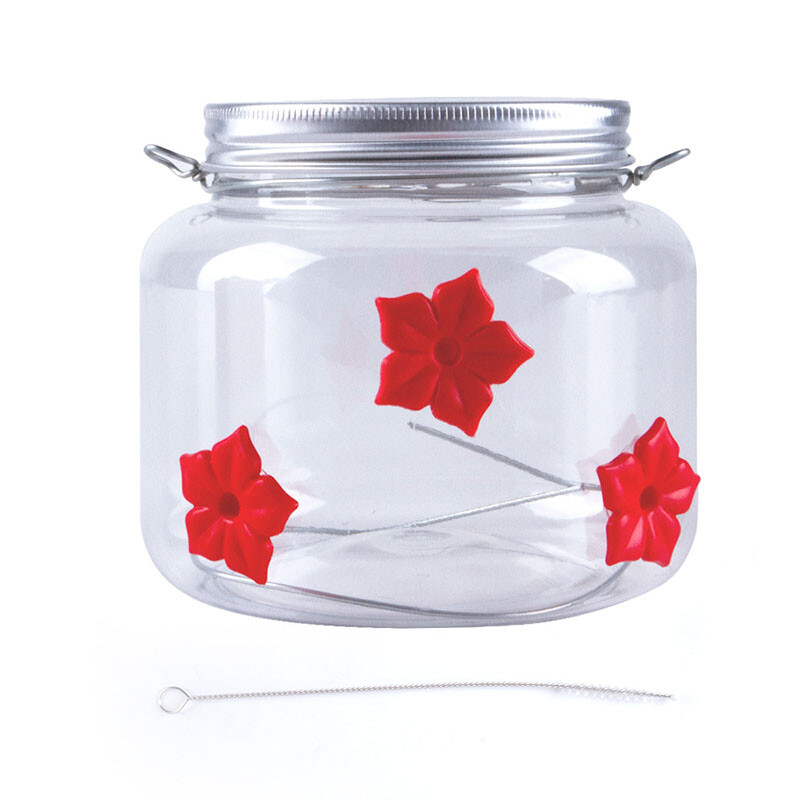 Paukščių vandens tiektuvas Pakabinamas kolibrio gėrimo butelis Plastikinis naminių paukščių gėrimo fontanas Lauko gėlių, geležies kablio maisto dozatorius