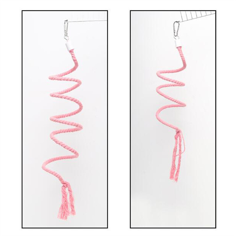 1 τεμ. Παιχνίδι πουλιών Σπιράλ βαμβακερό σχοινί Μπάρα μάσησης παπαγάλου κούνιας αναρρίχησης όρθια παιχνίδια με προμήθειες κουδουνιών παπαγάλοι παιχνίδια αναρρίχησης