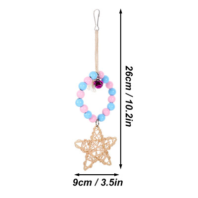 Πεντάκτινος κύκλος αστεριών Takraw Μπάλες Παιχνίδια για Πουλιά Ξύλινη Βάση Κούνιας για Πουλιά για Παπαγάλους Κατοικίδια Φυσικό ράμφος Παπαγάλοι λείανσης με νύχια