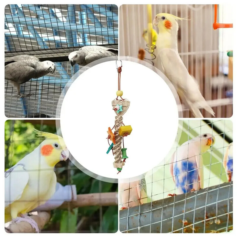 Žuvacia hračka pre vtáky, hračka pre domáce zvieratá, ručne vyrábaná, bidielko, trhanie, veľké hračky pre papagáje, klietka, hryzenie, hojdačka, lezenie, hrací prívesok.