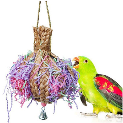 Igračke za ugrize papiga Penjačice koje traže hranu Igračke za žvakanje ptica Kukuruzno lišće Brušena trava Lopta Igračka Rezač papira u boji Bambus tkani za ptice