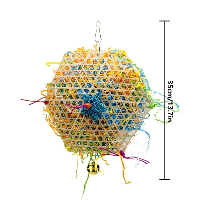 Igračke za ugrize papiga Penjačice koje traže hranu Igračke za žvakanje ptica Kukuruzno lišće Brušena trava Lopta Igračka Rezač papira u boji Bambus tkani za ptice
