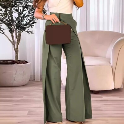Primavara Vara Imbracaminte noua pentru dama Culoare uni Moda Design eșalonat Casual Pantaloni cu picioare late Pantaloni largi