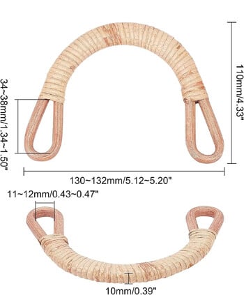 2бр. Тъкани дръжки за чанти от естествен ратан за чанта Лесни за инсталиране С дупки Резервни дръжки Дамска чанта Направи си сам аксесоар за чанта