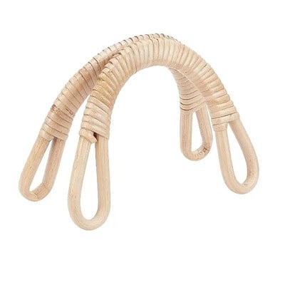 2db természetes rattan szövött táska fogantyúk pénztárcához Könnyen felszerelhető lyukakkal Fogantyúcsere Kézitáska DIY pénztárca tartozék