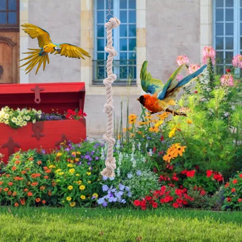 Piekarināms kokvilnas virves šūpoļu būris ar mezgliem, papagaiļa kāpšanas rotaļlieta, garlaicības lauzējs papagaiļiem