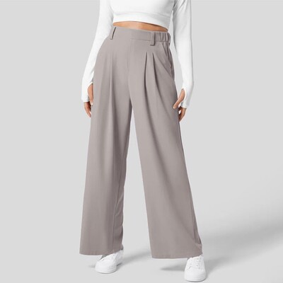 Γυναικεία Palazzo Dress Pants Casual Wide Leg Elastic Work Business Casual ψηλόμεσο παντελόνι Office Lady Lounge Παντελόνι Pantalones