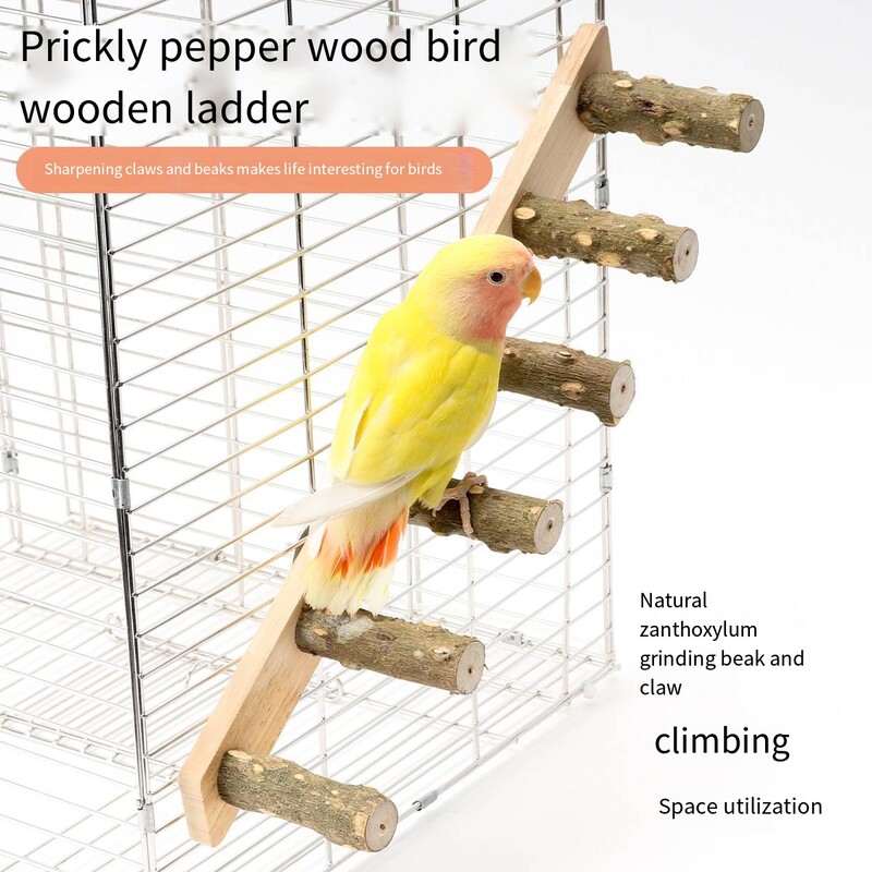 4/6 pakāpju koka kāpnes mājdzīvnieku interaktīvās putnu papagaiļu rotaļu kāpnes kāmju būrim. Smieklīgi slīpēšanas nūjas kāpšanas rotaļlietas putnu piederumi