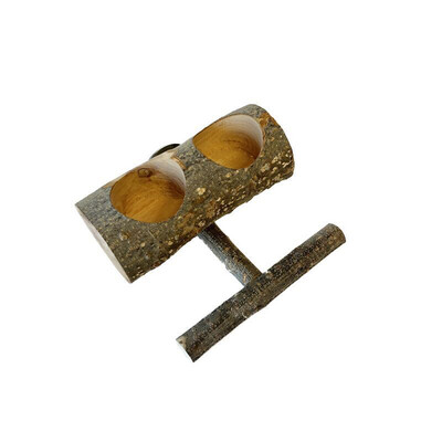 Természetes fa madarak etető ülőrudakkal állvánnyal Papagáj fa duplalyukú ételtál madarak ketrec állvány dekoráció ara kakadu számára