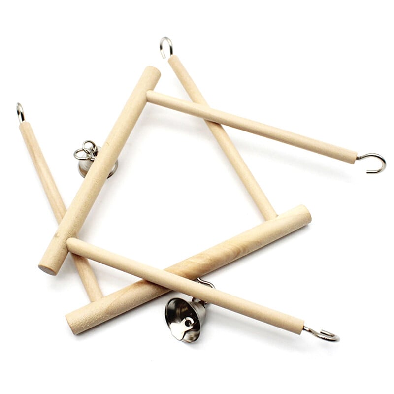 Paukščiai Ešerio papūga Žaidimų žaislai Stovo laikiklis Natūralus medinis sūpynės varpelio narvas Kabantis