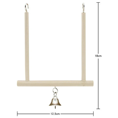 Medinė siūbuojanti trapecija su varpeliu paukščio narvu Papūga Kanarų žaislas 12cm X18cm Naminių gyvūnėlių žaislai Paukščių priedai Papūgos žaislai