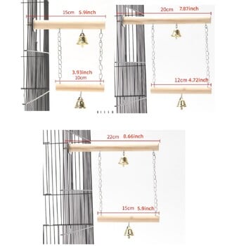 Двупластова дървена люлка мост играчка със звънец домашен любимец птица обучение смилане папагал стойка багажник люлка играчка кацалки клетка аксесоари