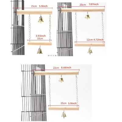 Παιχνίδι γέφυρας με ξύλινη κούνια διπλής στρώσης με κουδούνι κατοικίδιων ζώων Εκπαίδευση πουλιών λείανσης παπαγάλου βάσης κούνιας παιχνιδιών κούνια αξεσουάρ κλουβιού