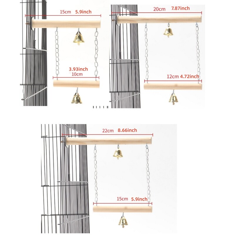 Παιχνίδι γέφυρας με ξύλινη κούνια διπλής στρώσης με κουδούνι κατοικίδιων ζώων Εκπαίδευση πουλιών λείανσης παπαγάλου βάσης κούνιας παιχνιδιών κούνια αξεσουάρ κλουβιού