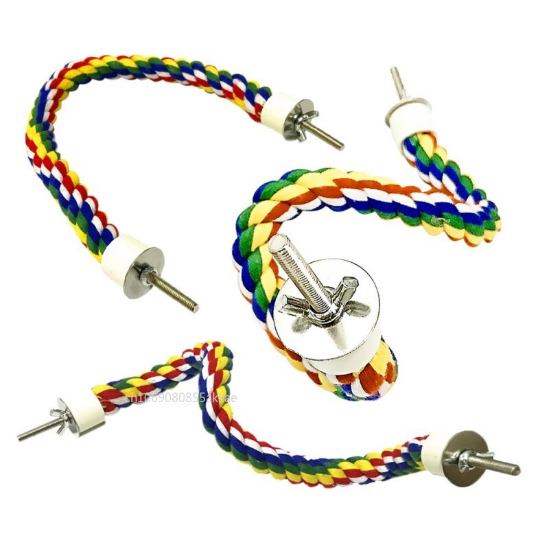 Coarda de papagal lungă, colorată, agățată împletită, cușcă pentru păsări, jucărie calopsidă, accesorii pentru suport pentru animale de companie, leagăn pentru scară, 60 cm