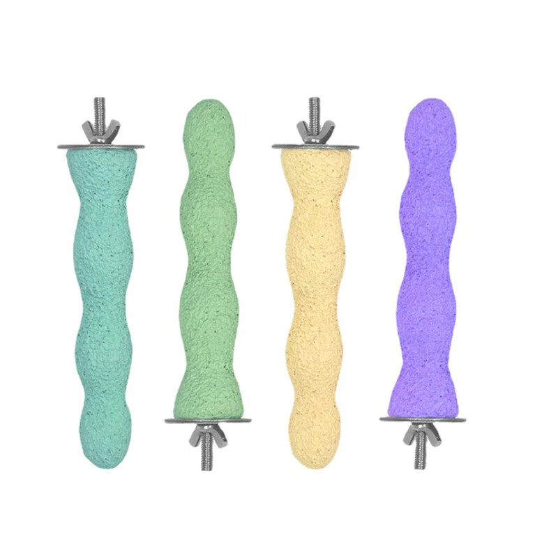 Naminių gyvūnėlių letenų šlifavimo medinė lazdelė, apipurkšta spalvotais smėliukais Paukščių papūga Papūgos žaislinis šlifuoklis, strypo griebtuvo reikmenys