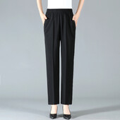 Pavasaris ruduo Nauja mada aukštu juosmeniu vienspalviai moteriški drabužiai Paprastumas Laisvas elastingas juosmens ventiliacija Prašmatnios tiesios kelnės