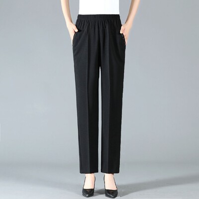 Pavasaris ruduo Nauja mada aukštu juosmeniu vienspalviai moteriški drabužiai Paprastumas Laisvas elastingas juosmens ventiliacija Prašmatnios tiesios kelnės