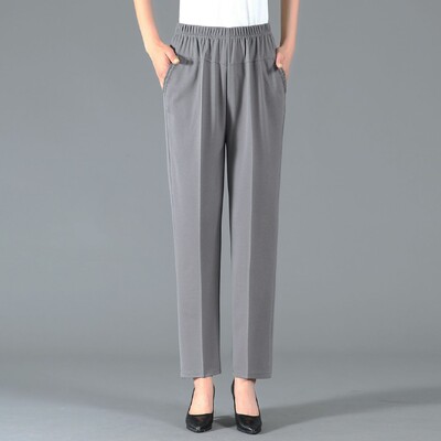Pavasaris ruduo Nauja mada aukštu juosmeniu vienspalviai moteriški drabužiai Paprastumas Laisvas elastingas juosmens ventiliacija Prašmatnios tiesios kelnės