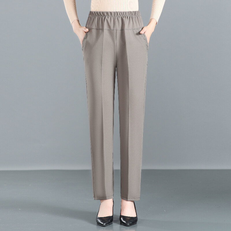Pavasaris ruduo Nauja mada aukštu juosmeniu vienspalviai moteriški drabužiai Paprastumas Laisvas elastingas juosmens ventiliacija Prašmatnios tiesios kelnės