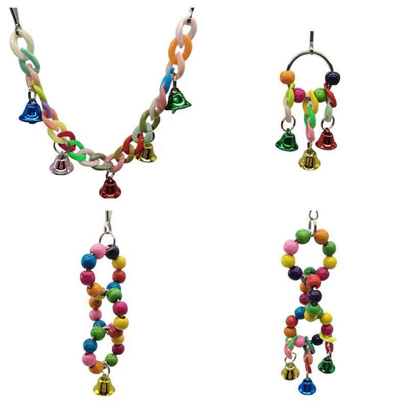 Parrot Plastic Toys Bell Colored Bead Suspension Bridge Μαλακή σκάλα που δαγκώνει κλουβί πουλιών Διακοσμητικά αξεσουάρ για κατοικίδια Swing Budgie