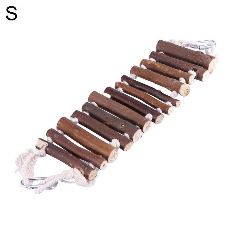 Rotaļlietas koka būra dekors Mājdzīvnieku putnu papagaiļu virvju kāpņu piekares tilta šūpoles pakaramā būra dekors