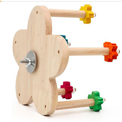 Puidust papagoid vaaterattaga mänguasi pälvitega Pöörlev vaateratas laagritega linnumänguasi Rippuva linnualuse puuri tarvikud